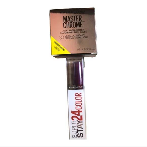 2pc Maybelline set-master chrome jelly highlighter & plum superstay 24 lip color - Picture 2 of 14